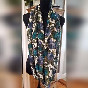 J. Jill Floral Scarf in Teal and Blue